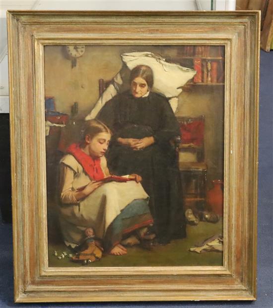 Frank Holl (1845-1888) Learning to Read 20 x 16in.